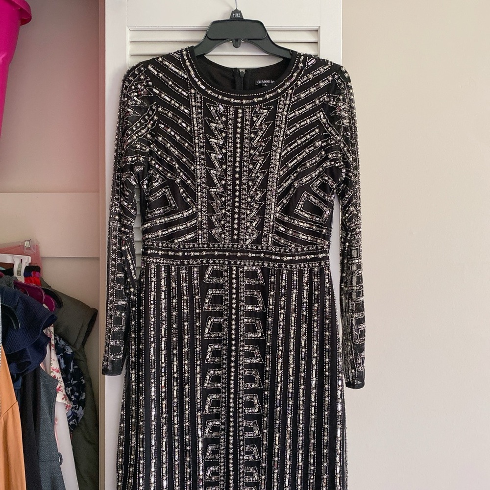 Elegant Black and Silver beaded Embellished Dress